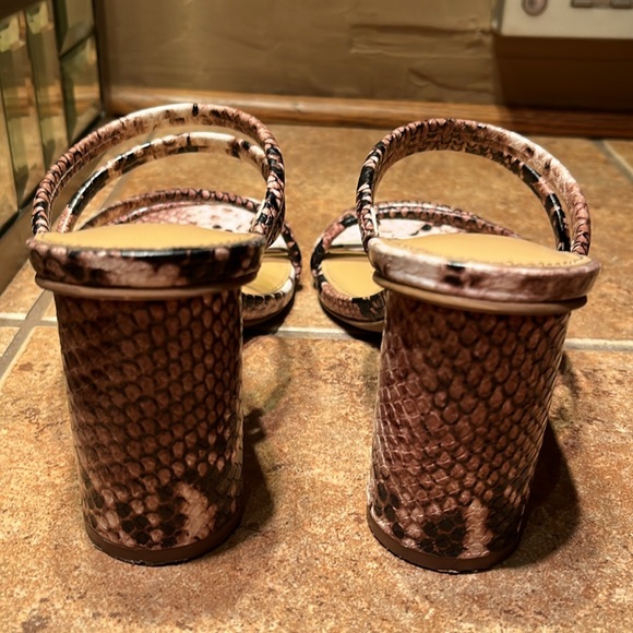 Brown & Black Faux Snake Skin Sandals - Picture 3 of 7